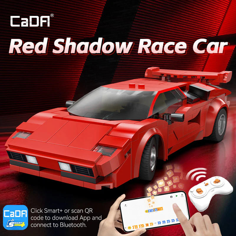 CaDA 1:20 Red Shadow Racing Car Dual Control RC Brick Model Kits