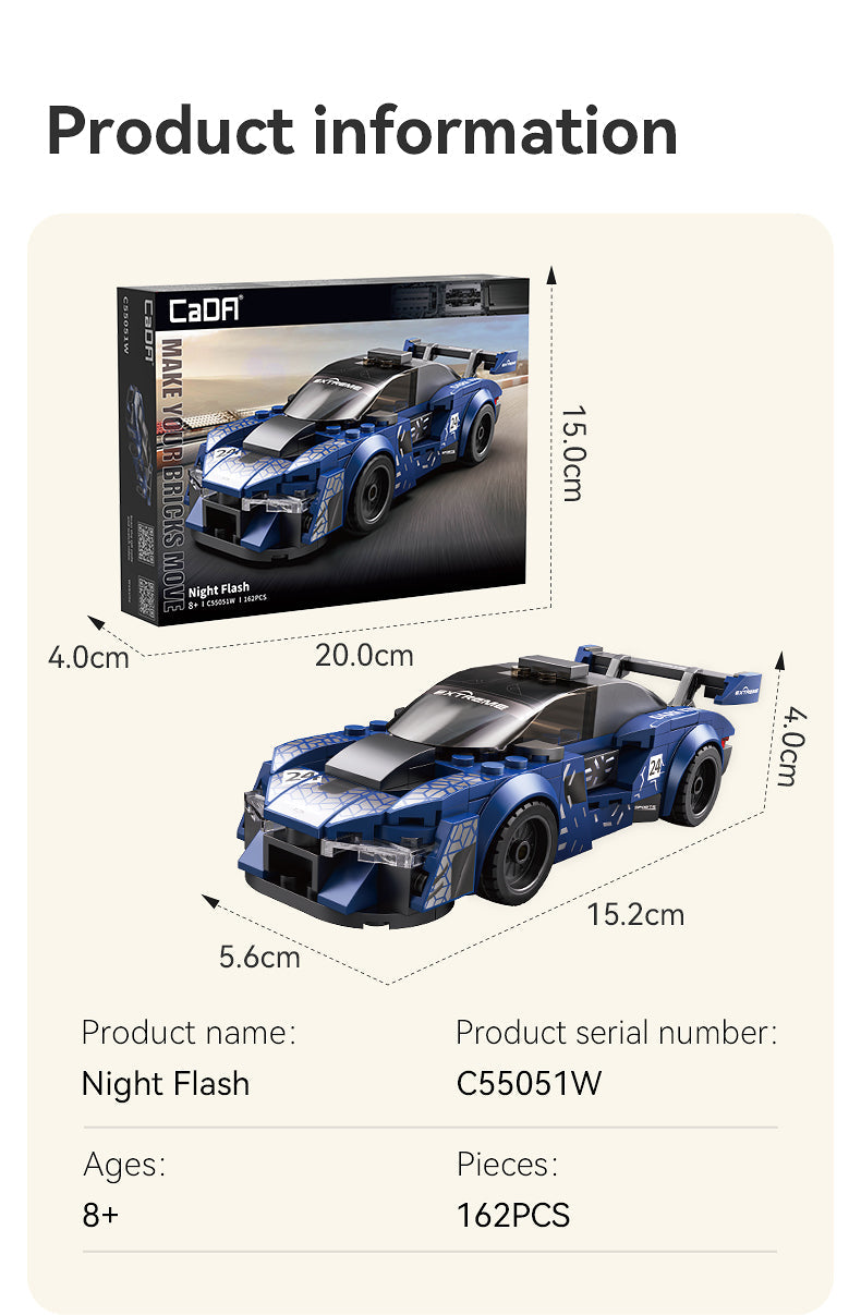 CaDA 1:32 Night Flash Car Brick Model Kits