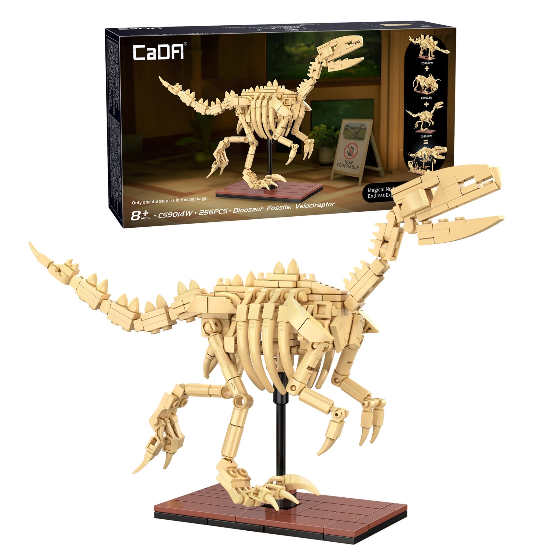 CaDA Dinosaur Fossils - Velociraptor Brick Model Kits