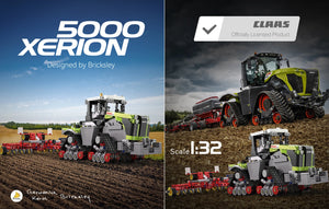 Model tractor set with '5000 XERION' branding and Claas logo on a field background.
