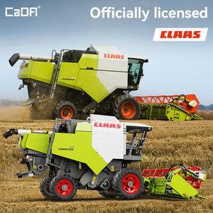 CLAAS combine harvester in a field with 'Officially licensed' text and the Claas logo.