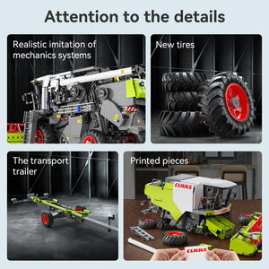 Collage of features including realistic mechanics systems, new tires, a transport trailer, and printed pieces on a toy model.