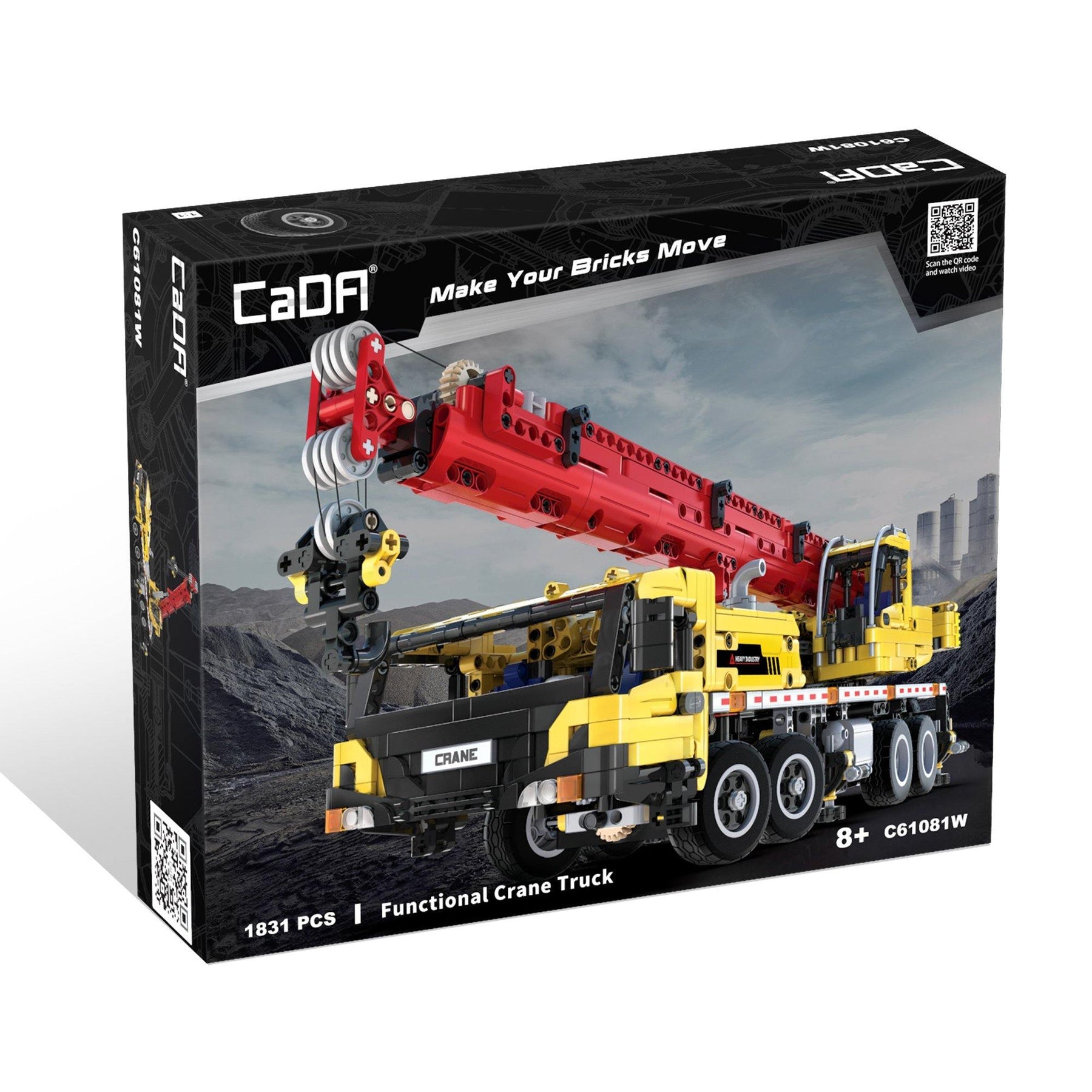 CaDA construction toy set packaging with crane truck model