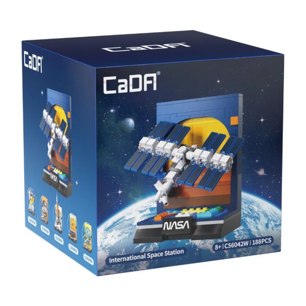 CaDA International Space Station model packaging with NASA logo on a white background