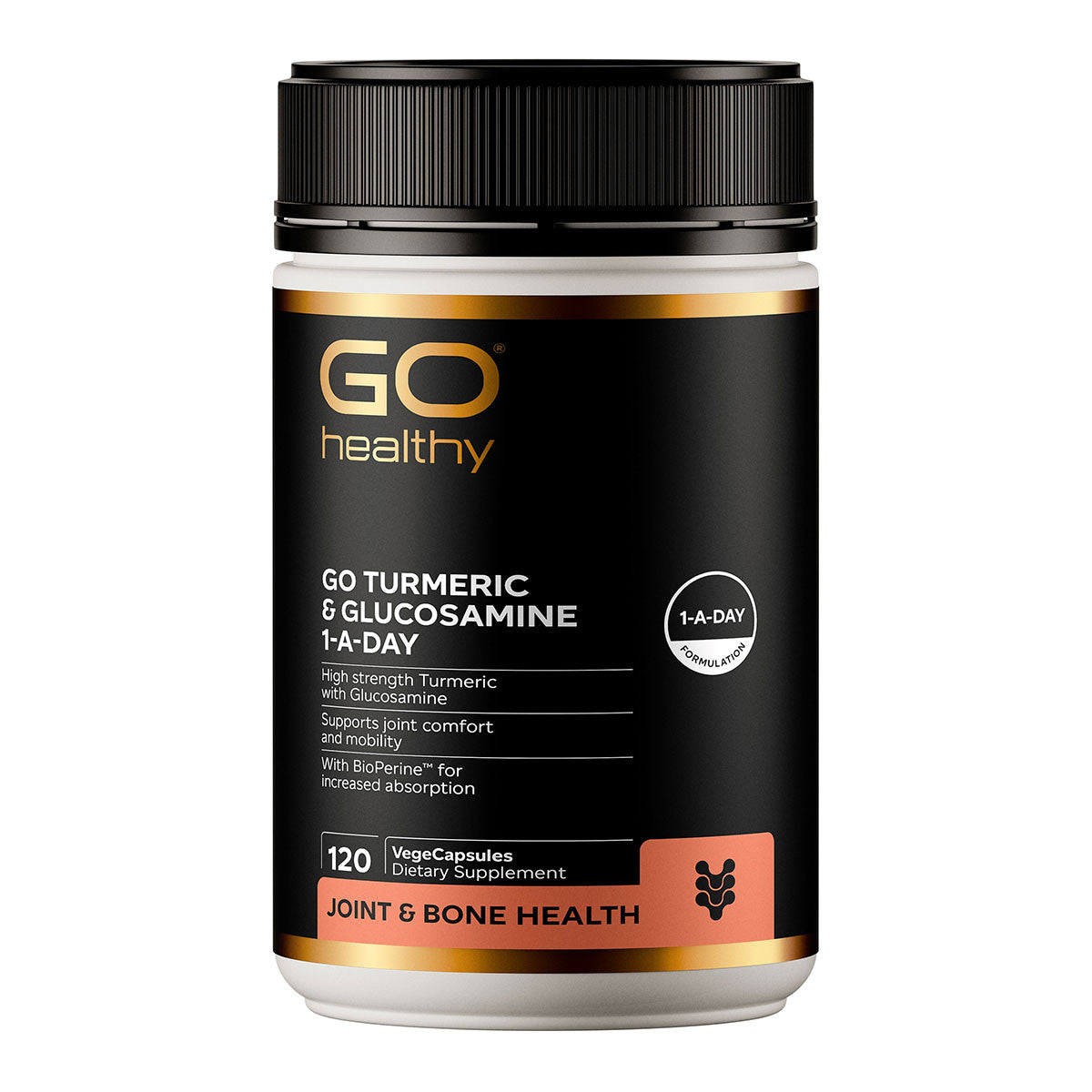 GO Healthy Go Turmeric & Glucosamine 1-A-Day 120 Vege Capsules