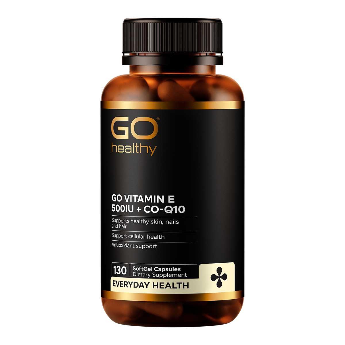 GO Healthy Go Vitamin E 500IU+CoQ10 130 Softgels,Vitamin E,OCARE NZ