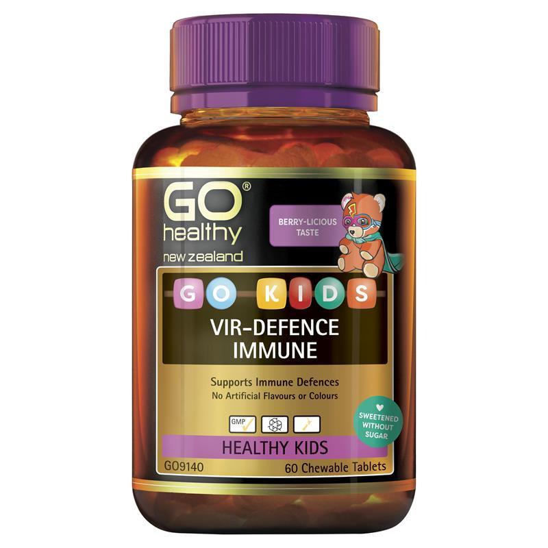 GO Healthy Kids Vir-Defence Immune 60 Chewable Tablets,General,OCARE NZ