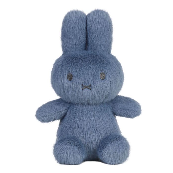 Blue plush bunny toy on a white background