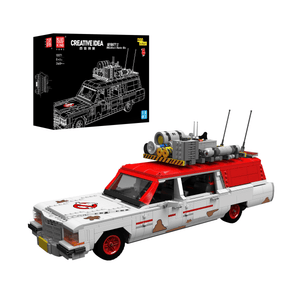 Mould King 10071 Ghost Hunter Bus Model Building Set displayed with packaging and intricate details.
