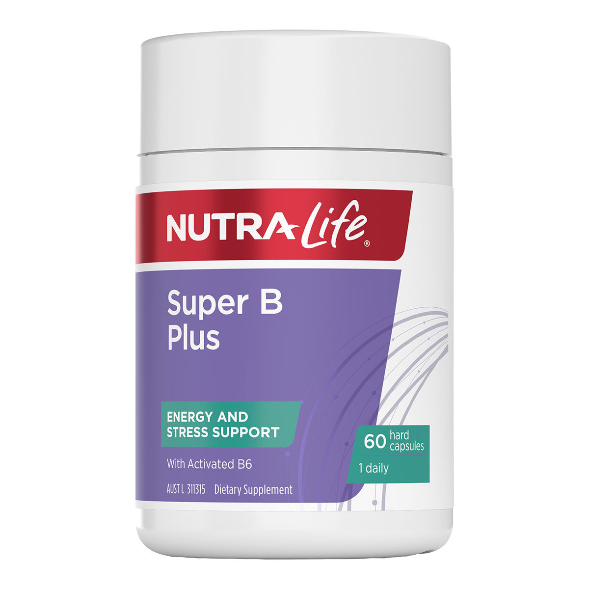 NutraLife Super B Plus supplement container on a white background