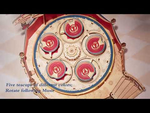 ROKR Tilt-A-Whirl DIY Music Box 3D Wooden Puzzle, Scale Model Kits