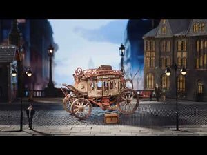 ROKR Stagecoach Mechanical Music Box 3D Wooden Puzzle, Scale Model Kits