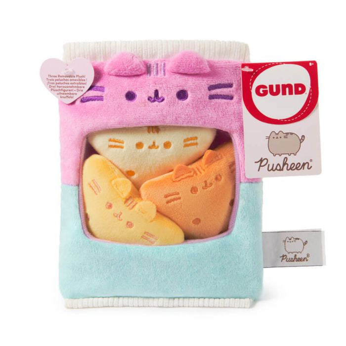 Gund Pusheen plush toy packaging with pink and blue design