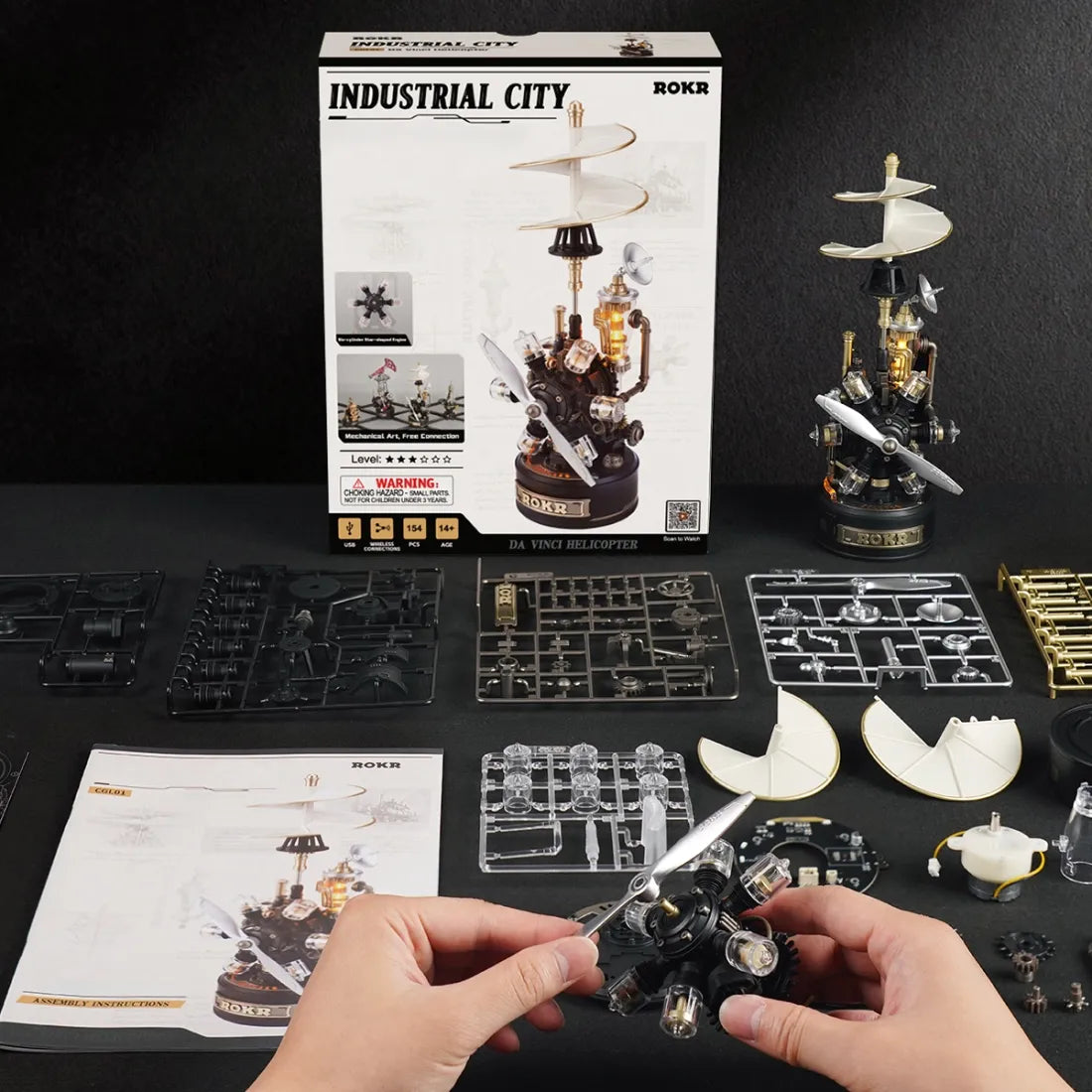 ROKR Leonardo da Vinci's Helicopter Mechanical 3D Puzzle DIY Kit