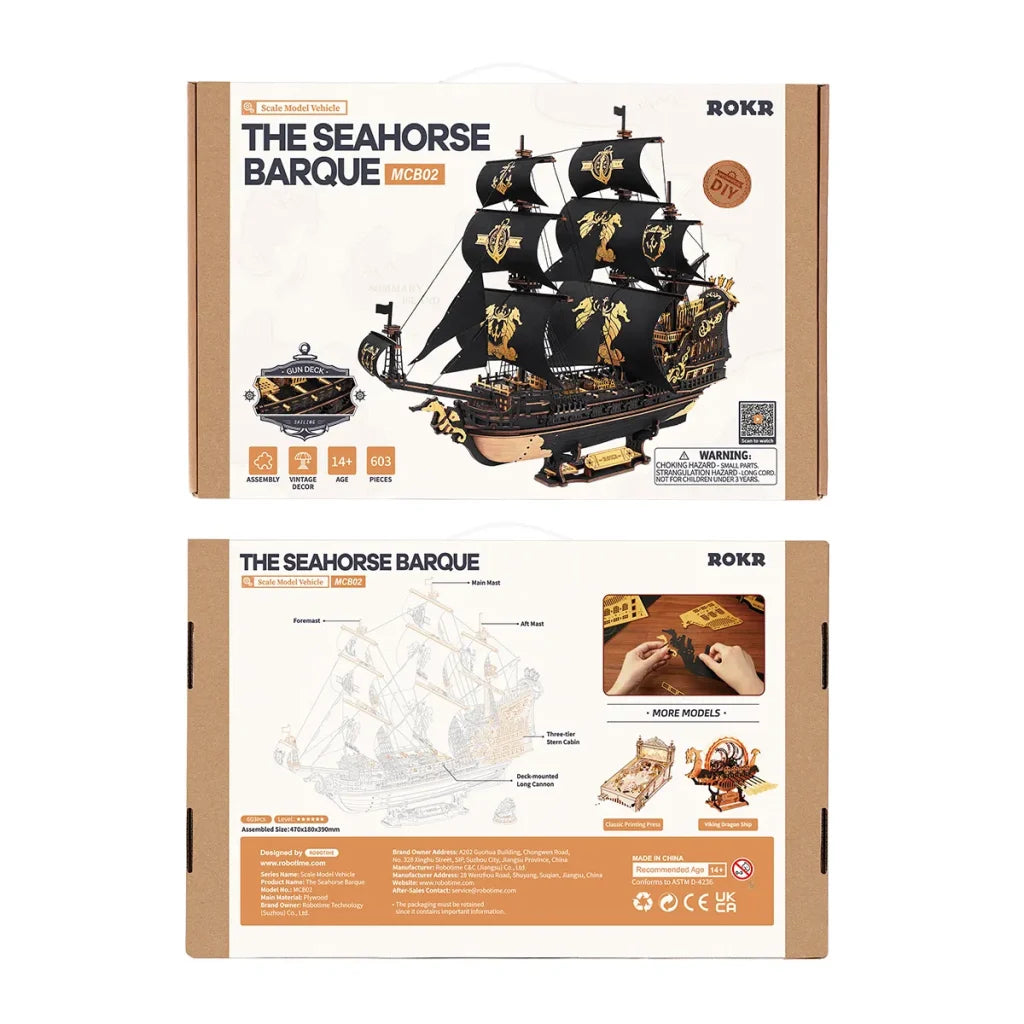 ROKR The Seahorse Barque DIY 3D Wooden Puzzles