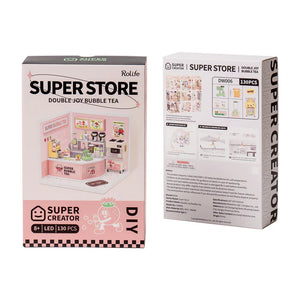 Two boxes of Rolife Super Store Double Joy Bubble Tea set on a white background