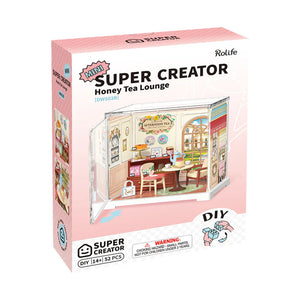 Rolife Super Creator Honey Tea Lounge toy set packaging on a white background
