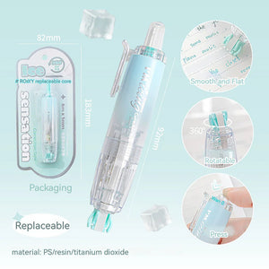 RosyPosy "ICING" Collection Soft Ice Penetration Push Correction Tape with replaceable core and dreamy design.