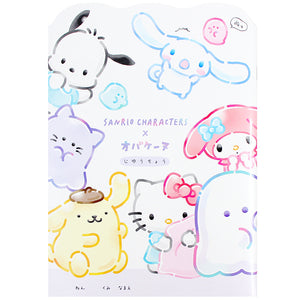 Sheet of Sanrio character stickers with colorful designs on a white background