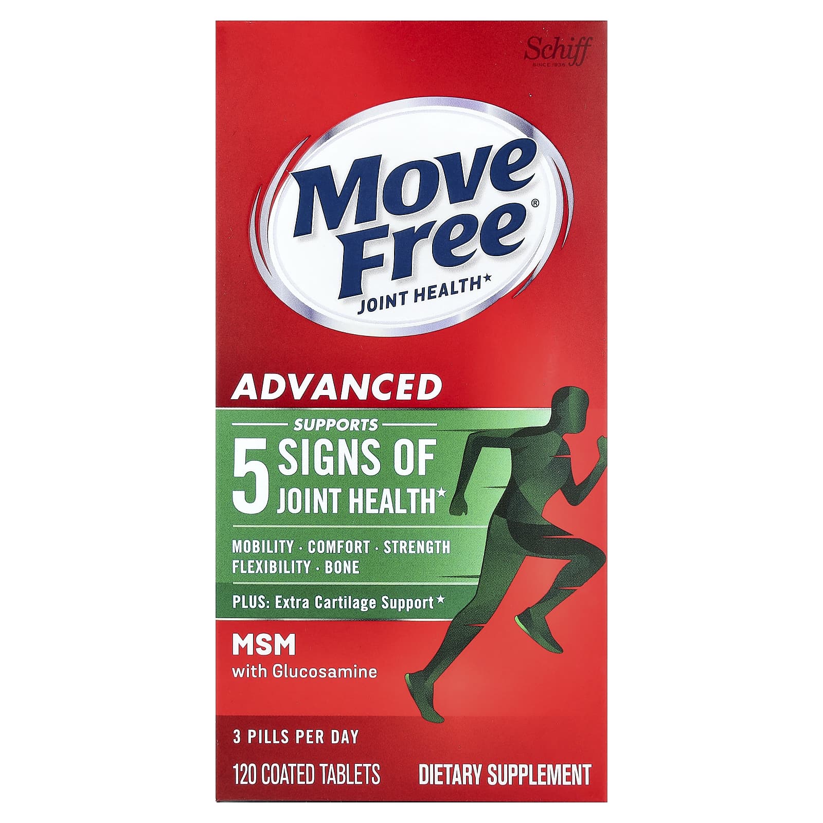Schiff Move Free Joint Health Advanced Plus MSM 120 Coated Tablets
