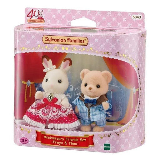 Sylvanian Families Anniversary Friends Set packaging with two small figures inside.