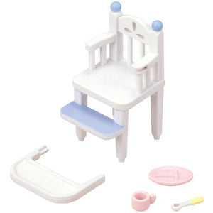 Children's high chair set with accessories on a white background