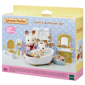 Boxed Sylvanian Families Country Bathroom Set with figures and accessories.