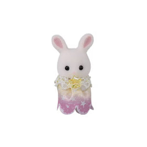 Plush toy rabbit with a starry design on a white background