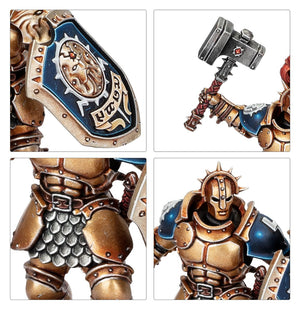 Warhammer Age of Sigmar Introductory Set miniatures showcasing detailed armor and weapons.