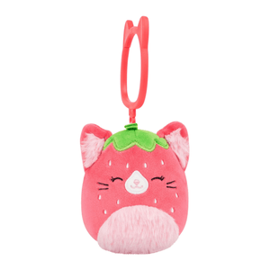 Squishmallows 3.5" Olma - Strawberry Cat Clip-On Plush