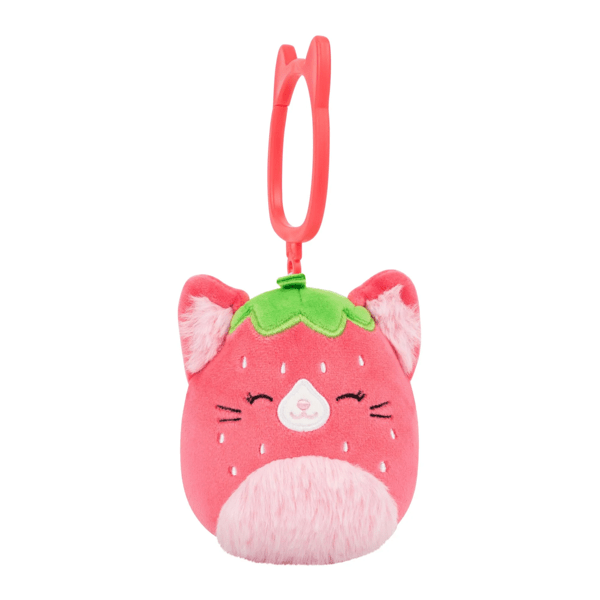 Squishmallows 3.5" Olma - Strawberry Cat Clip-On Plush