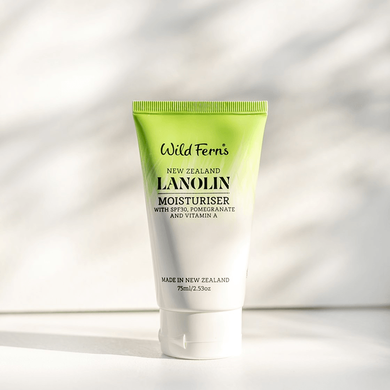 Wild Ferns New Zealand Lanolin Moisturiser SPF30 with Pomegranate and Vitamin A 75ml EXP: 11/2022.
