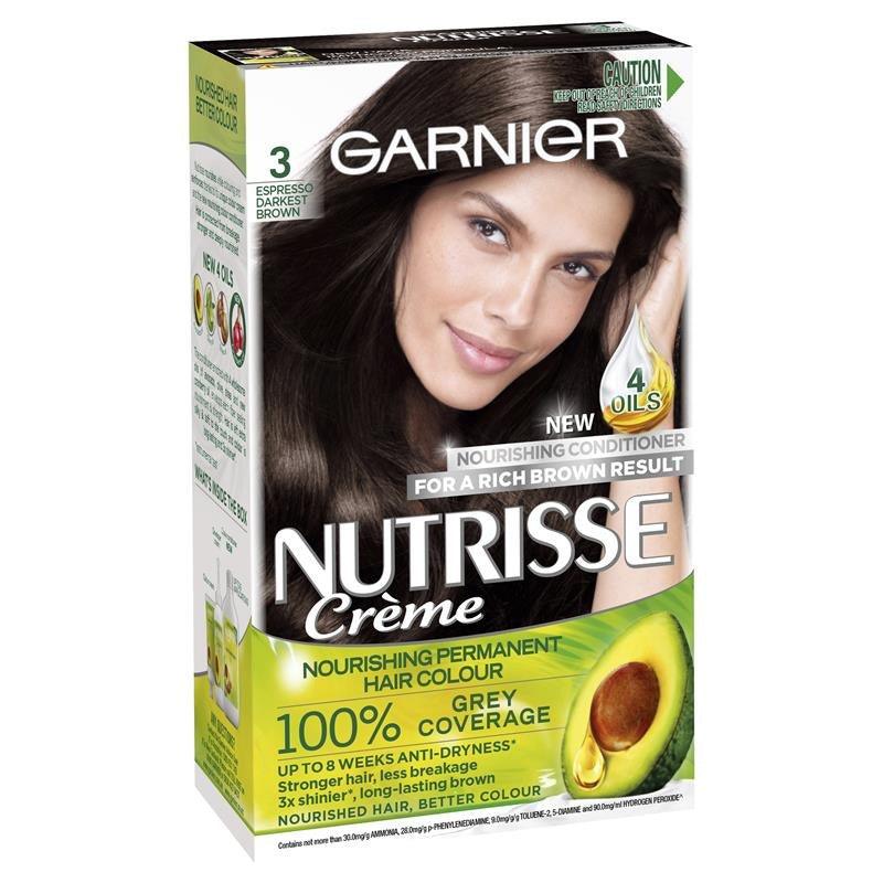 Garnier Nutrisse Permanent Creme 3.0 Darkest Brown Espresso,General,OCARE NZ