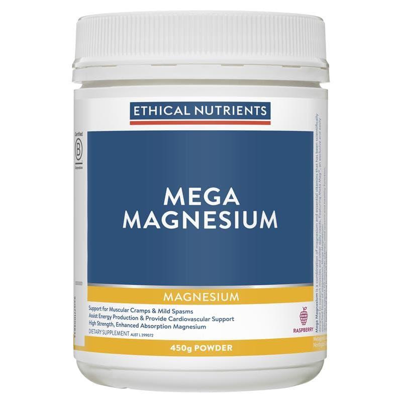 Ethical Nutrients Megazorb Mega Magnesium Powder Raspberry 450g,Magnesium,OCARE NZ