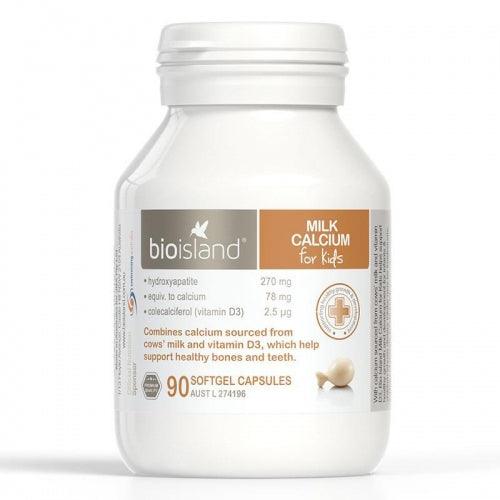 Bio Island Milk Calcium For Kids 90 Softgel Capsules.