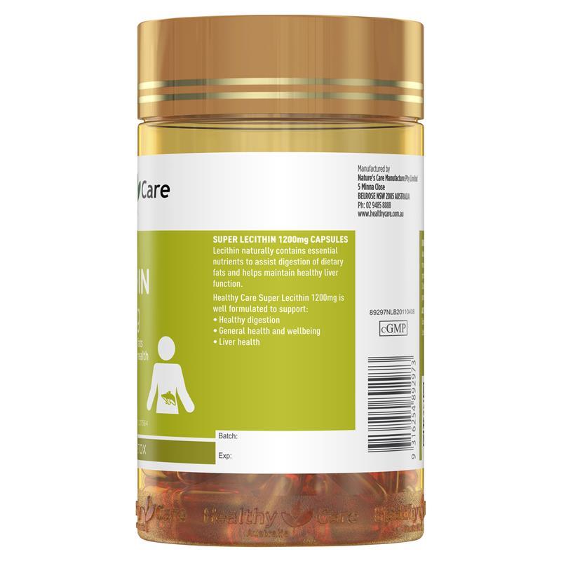 Healthy Care Super Lecithin 1200mg 100 Capsules, Lecithin