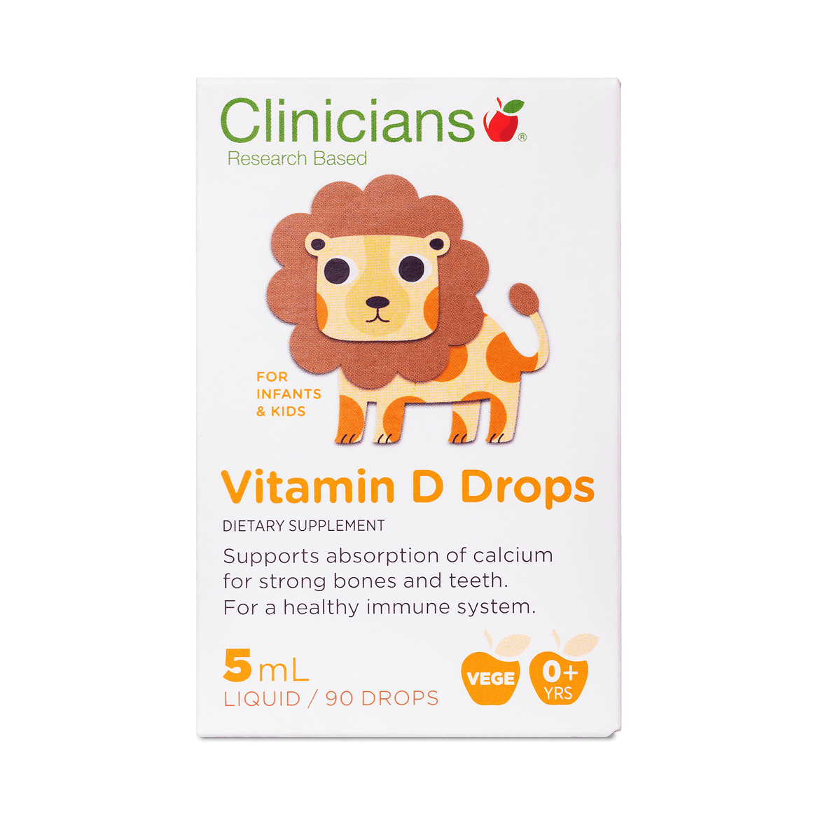 Clinicians Kids Vitamin D 5ml 90 Drops, Vitamin D, OCARE NZ