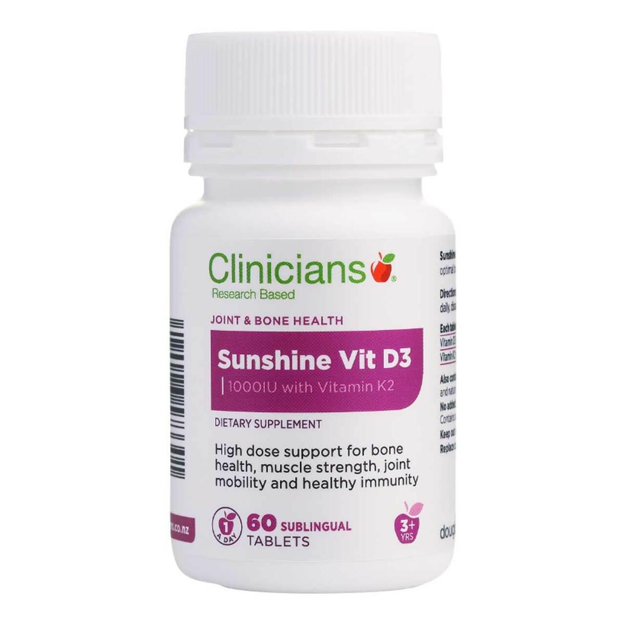 Clinicians Sunshine Vitamin D3 With Vitamin K2 60 Tablets, Vitamin D, OCARE NZ