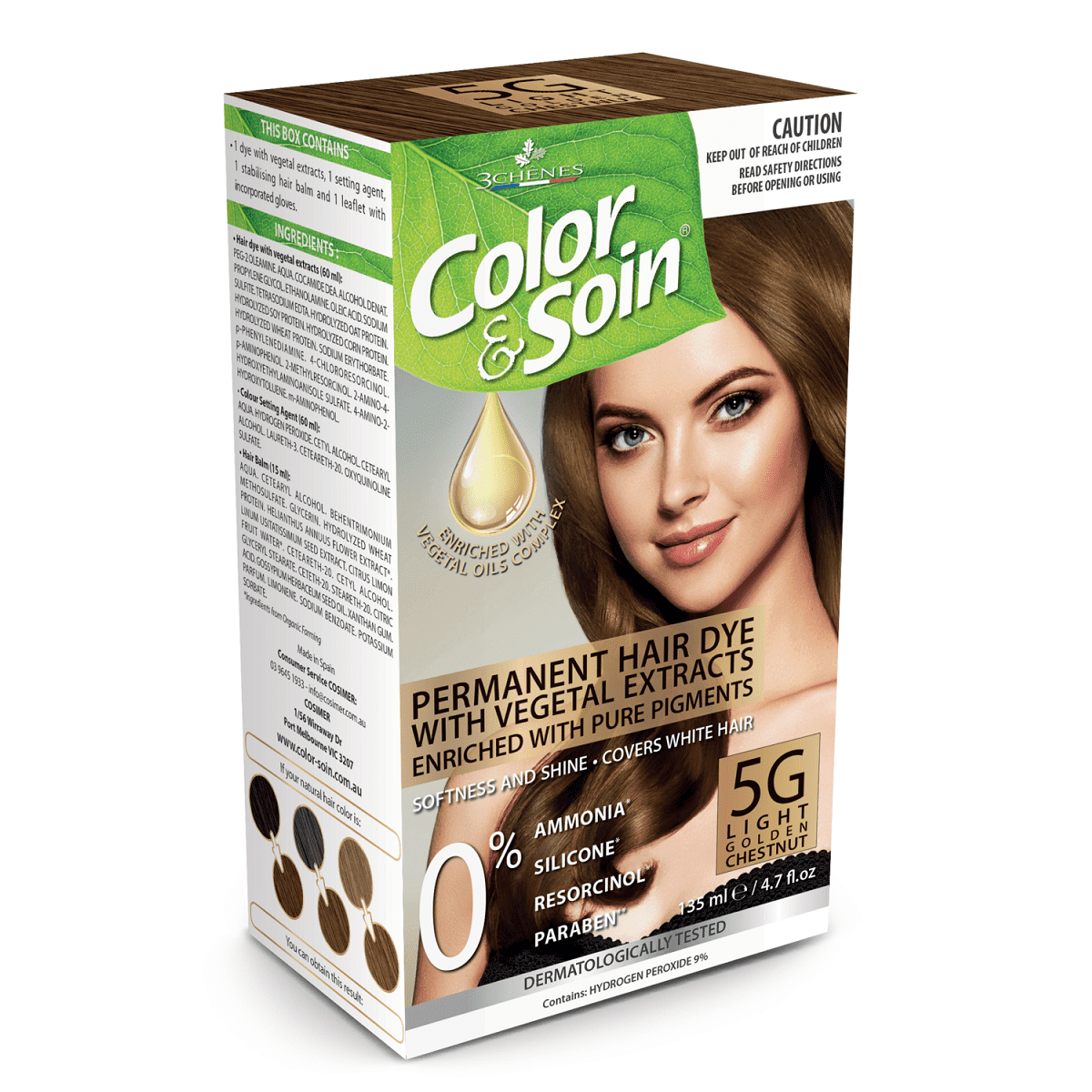 Color & Soin Permanent Hair Dye 5G - Light Golden Chestnut.