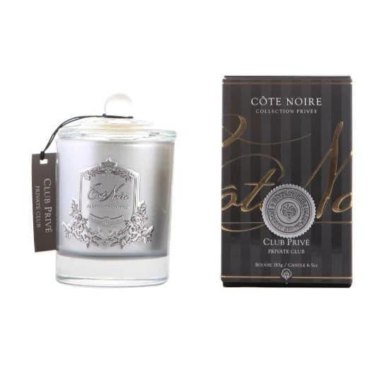 Cote Noire 185g Soy Blend Candle - Private Club - Silver - GMS18525, Candles, OCARE NZ
