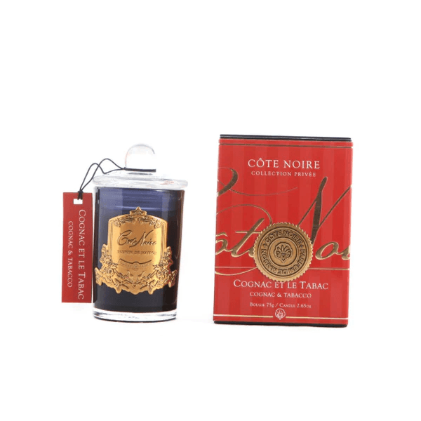 Cote Noire 75g Soy Blend Candle - Cognac & Tobacco - Gold - GML07524 -DAMAGED OUTER BOX, Candles, OCARE NZ