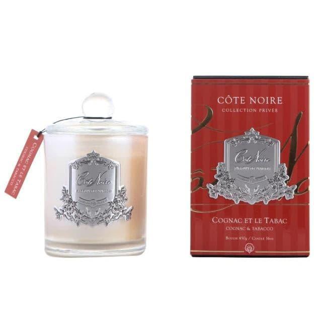 Cote Noire Cognac & Tobacco 450g - Silver Badge Candles - GMS45024, Candles, OCARE NZ