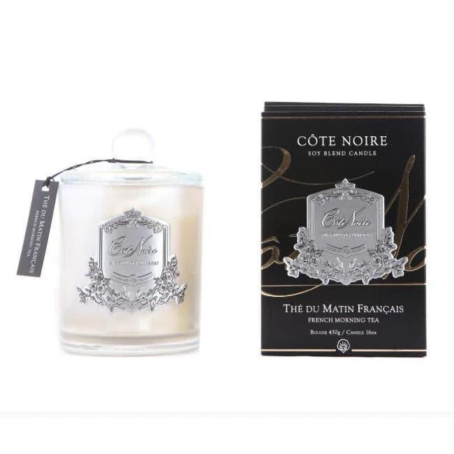 Cote Noire French Morning Tea 450g - Silver Badge Candle, Candles, OCARE NZ