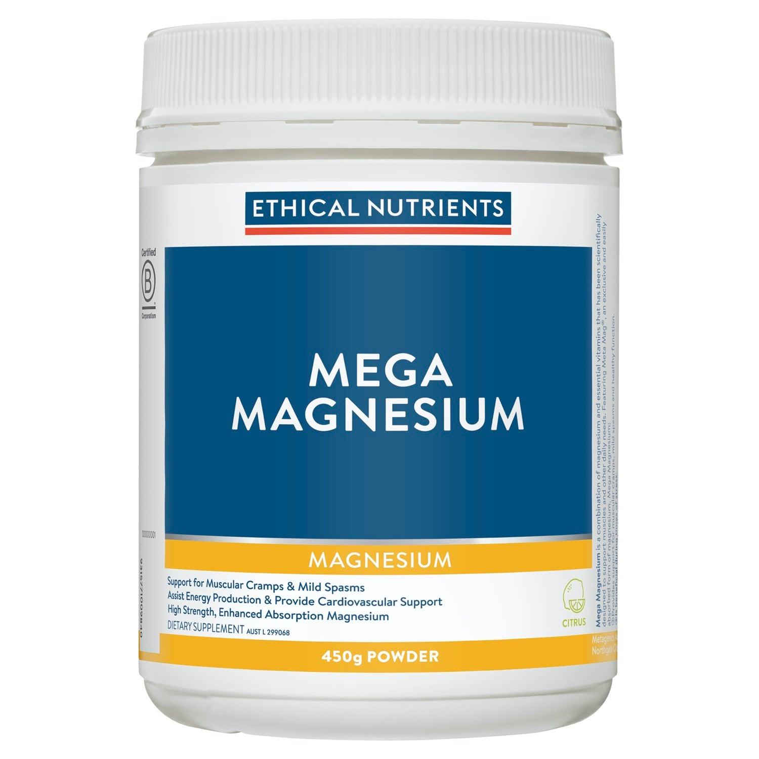 Ethical Nutrients Megazorb Mega Magnesium Powder Citrus 450g.