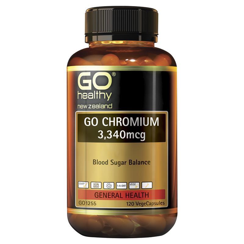 GO Healthy Go Chromium 3340mcg 120 Vege Capsules,Chromium,OCARE NZ
