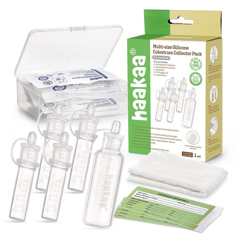 HaaKaa Multi-size Silicone Colostrum Collector Pack (pre-sterilised) - 20ml*1+4ml*4,Uncategorized