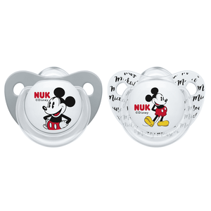 NUK Silicone Soothers - Mickey 0-6 Months Twin -Random Pattern.