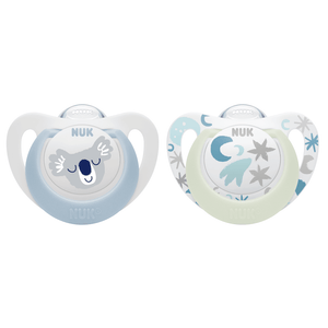 NUK Star Day & Night Silicone Soother 0-6 Months Twin Pack, General
