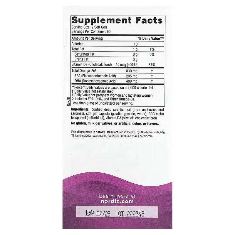 Nordic Naturals Prenatal DHA 180 Soft Gels, General