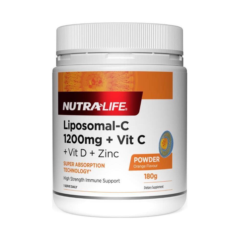 Nutra-Life Liposomal-C 1200mg Vitamin C With Vit D & Zinc Powder 180g, Liposomal Vitamin C